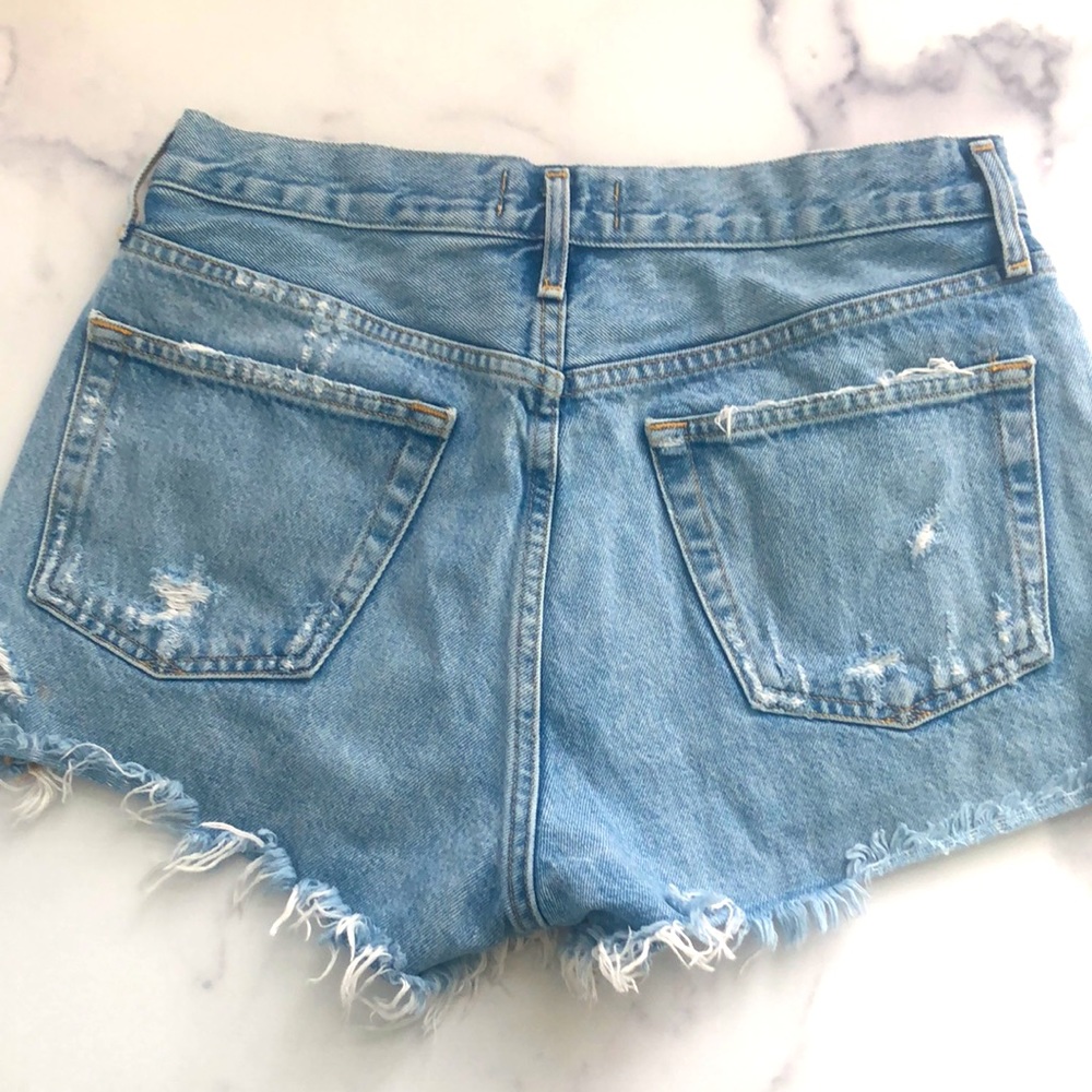 Agolde Parker Cut Off in Swapmeet Mid-Rise Button Fly Denim Shorts Size … - Picture 5 of 15